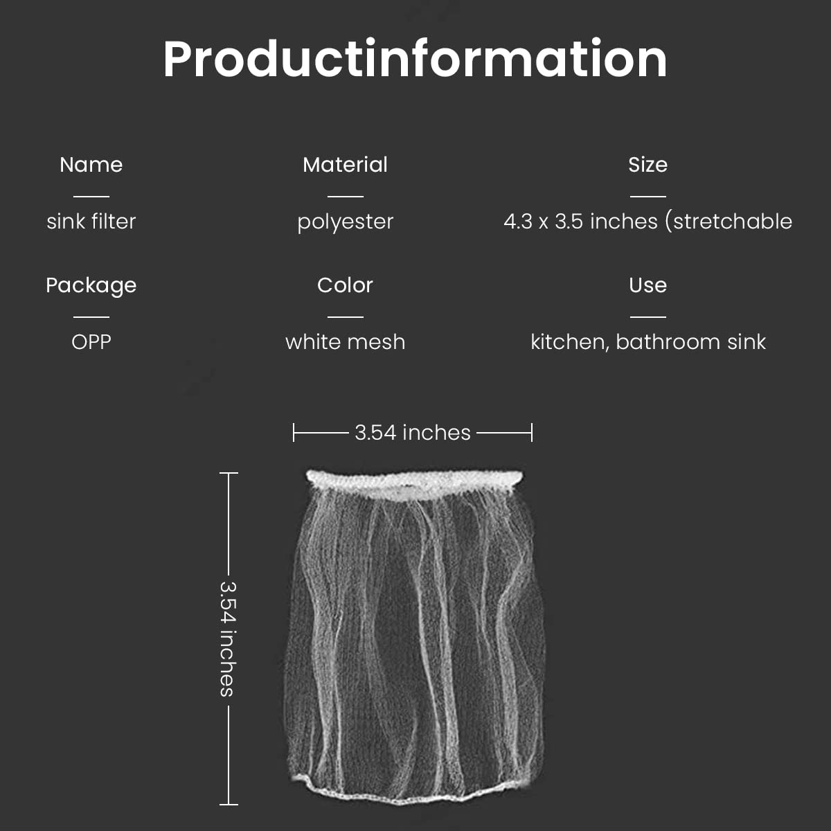 HASTHIP Kitchen Sink Filter Bags 300 pcs for Anti Clogging with Elastic Mesh Strainer | Fits Most Drains