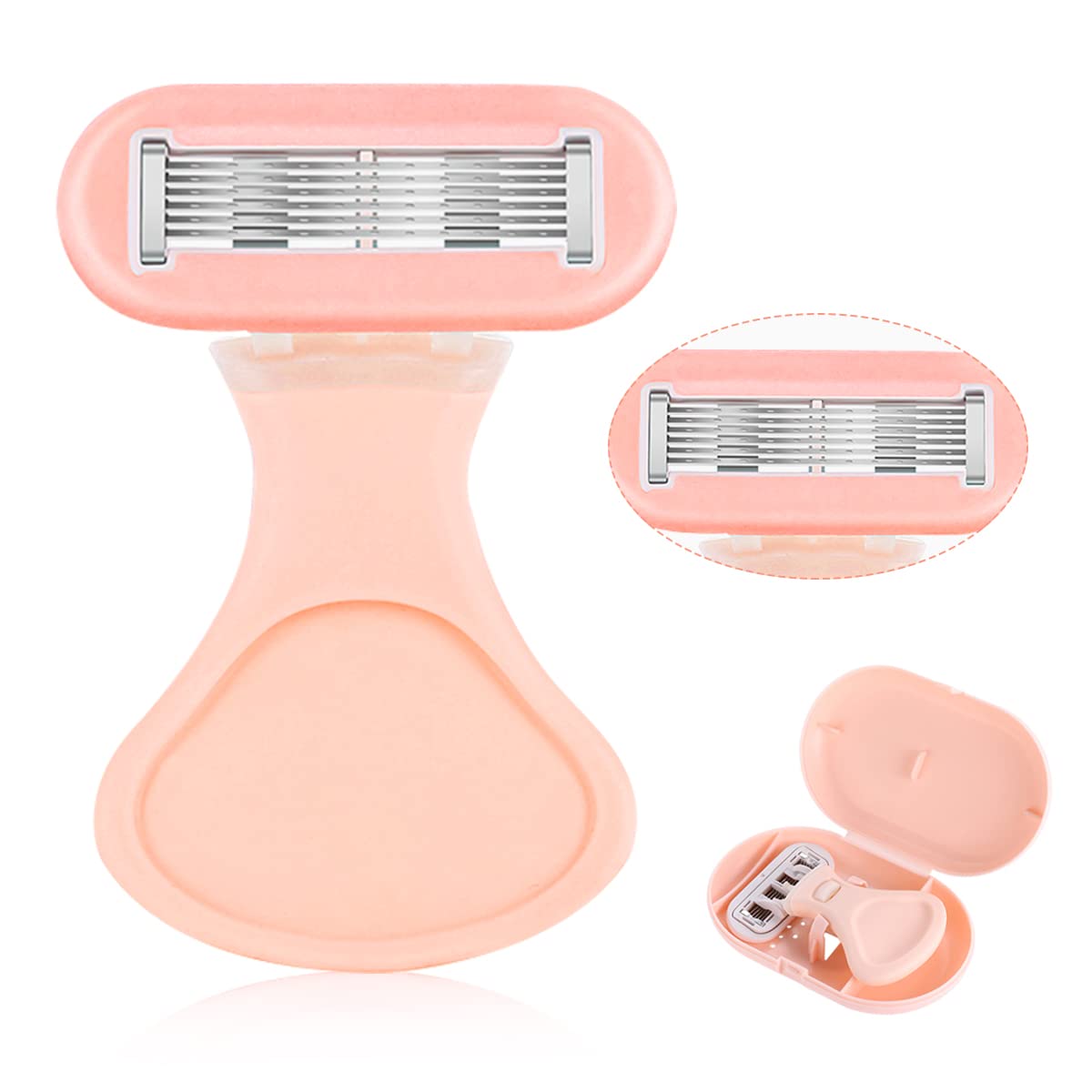 ELEPHANTBOAT Razor for Women with 6 Stainless Steel Blades and 55° Rotatable Head | Travel Case Shaving Kit