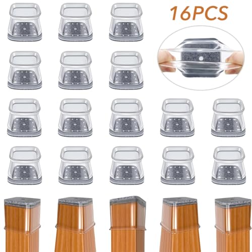 HASTHIP® 48PCS Chair Leg Floor Protectors Felt Padded Non-Slip Silicone for 1-1.5 Inch Tilting Vertical Legs Dining Chairs Bar Stools Office