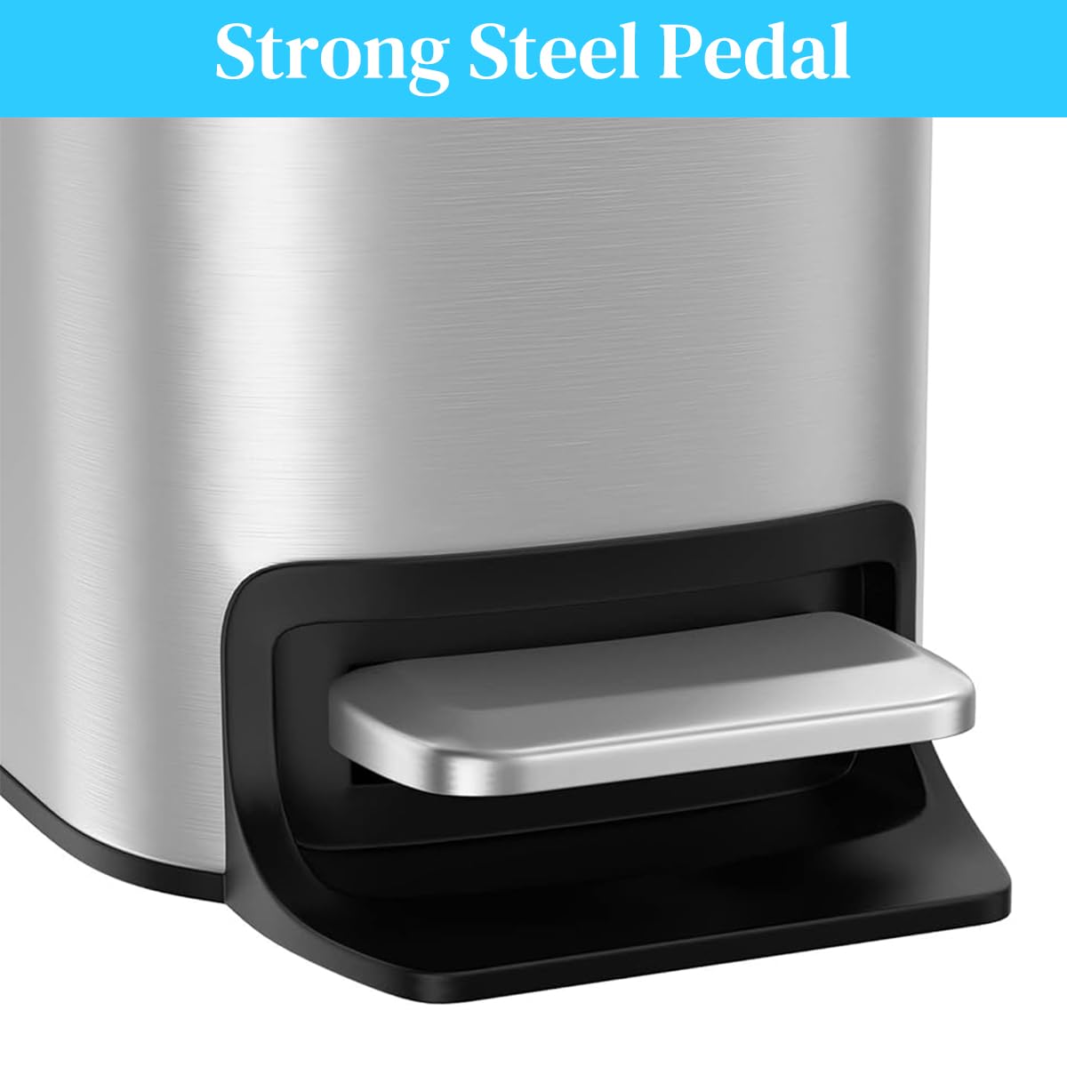 HASTHIP Slim Bathroom Trash Can for Small Spaces with Soft Close Pedal Lid 6 L Stainless Steel Bin