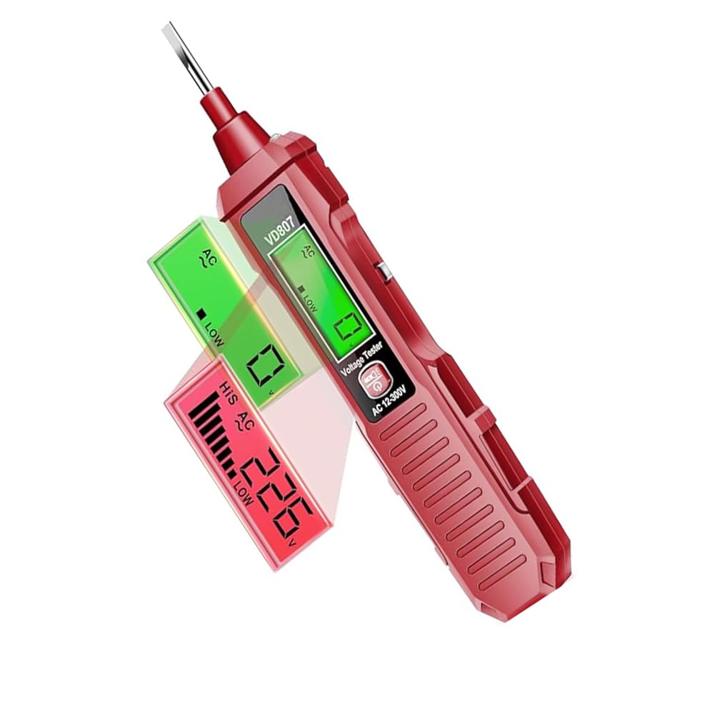 Serplex Voltage Tester Pen for Electrical Testing with LCD Display and Dual Alarm | Non-Contact AC 12-300V Flat Head Probe