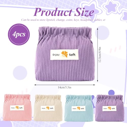 MAYCREATE 4pcs Corduroy Popper Organizer,Corduroy Elastic Storage Bag,Corduroy Elastic Hair Tie Organizer,Corduroy Elastic Pouch,Elastic Storage Bag for Women
