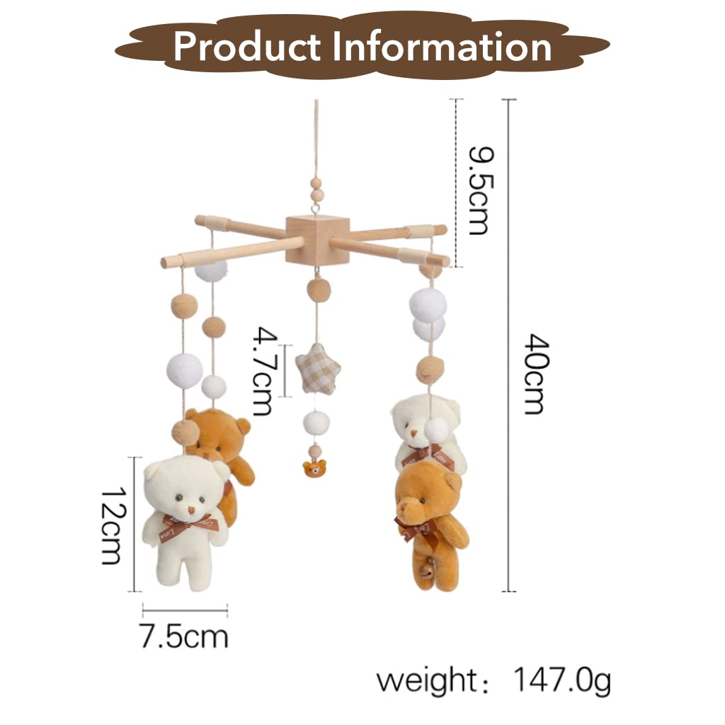 PATPAT® Hanging Toys for Babies 0-6 Months Rotatable Cradle Toys Cartoon Star Bear Soft Crib Toys for Babies Hanging Newborn Baby Toys Cot Mobile Hanging Toy Stroller Toy Gift for Newborn 0-18 Month