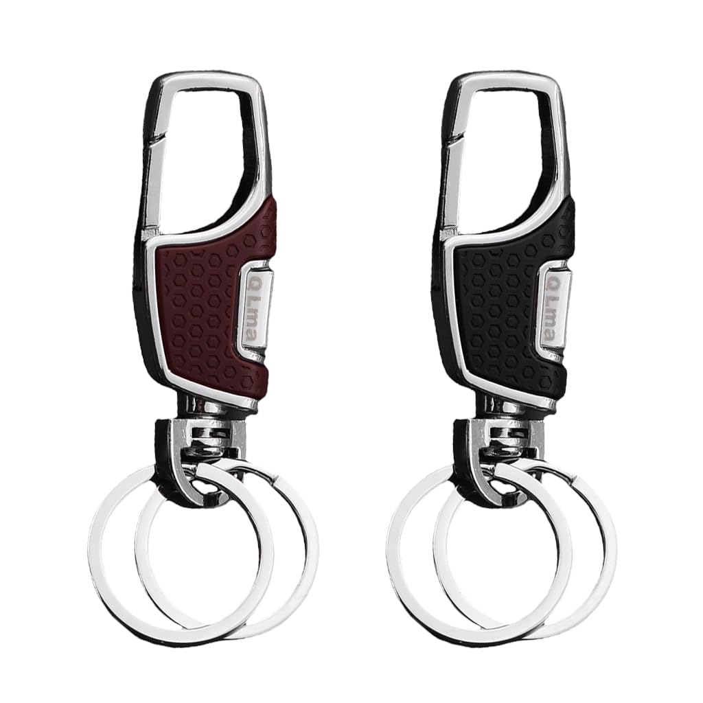 Zibuyu Keychain for Men with Dual Keyring Design and Zinc Alloy Build 9.5×3 cm | Gift for Car and Bike
