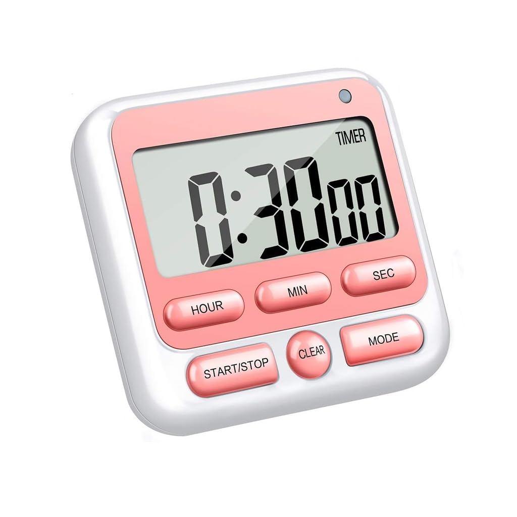 HASTHIP Digital Kitchen Timer for Cooking and Study with 24 Hour Clock | Mute or Loud Alarm