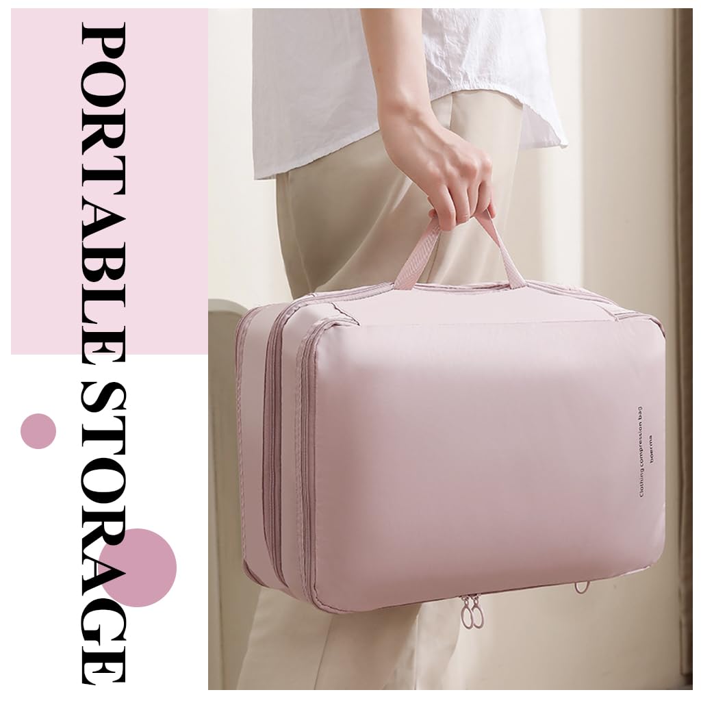 MAYCREATE Compression Packing Cubes for Clothes with Double Layer Design and Waterproof Fabric 33x22x18cm