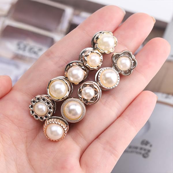 ZIBUYU Pearl Safety Pins for Dresses and Shawls with Secure Clasps | 10Pcs Decorative Brooch Set