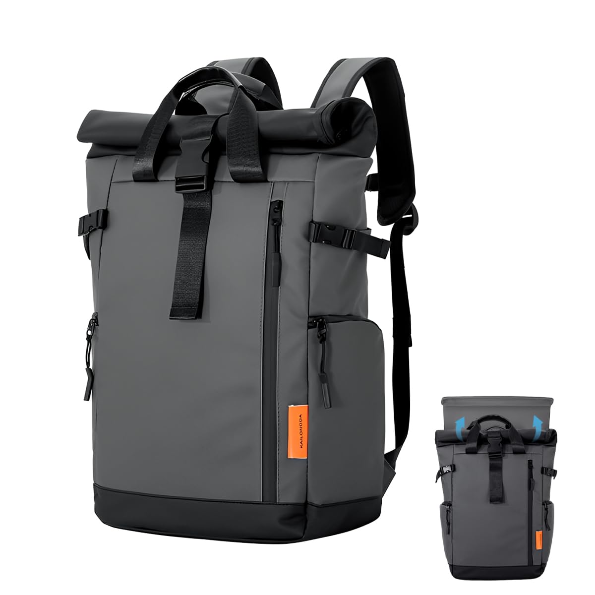 GUSTAVE Backpack for Travel with Roll Up Closure and 20 25L Expandable Waterproof Oxford Design