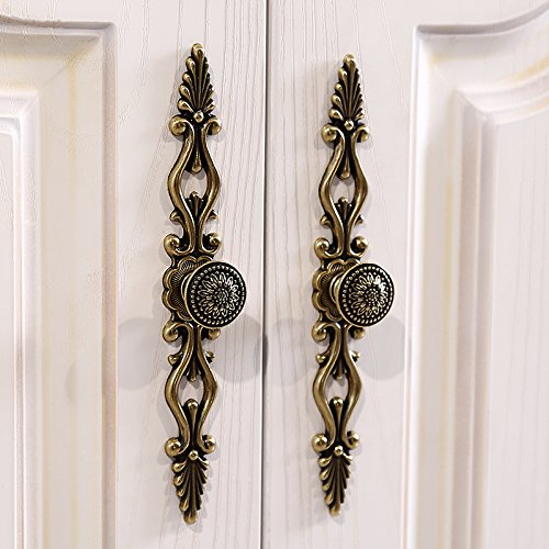 HASTHIP Cabinet Drawer Pulls for Kitchen and Bedroom with Antique Brass Finish | 2 Pack