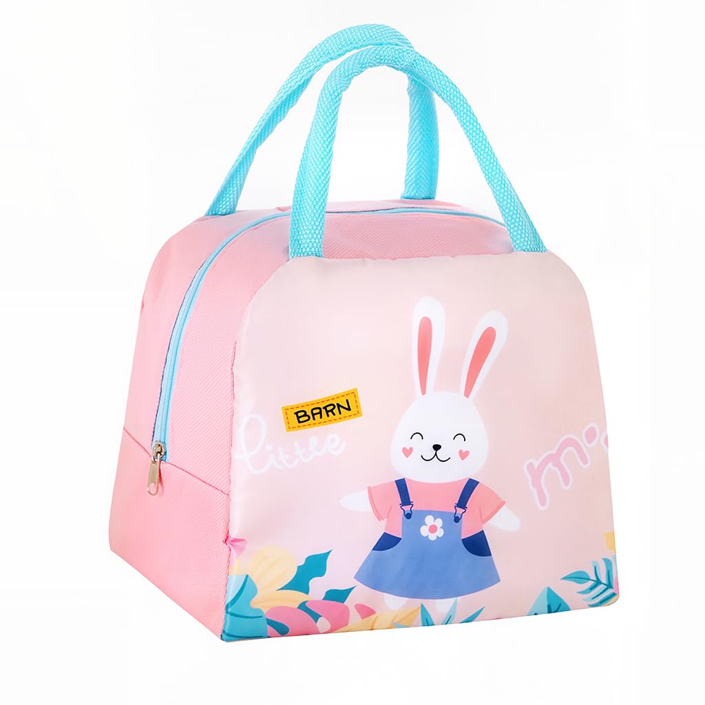 Zibuyu Lunch Box for Work and Travel with 3 Layer Insulation and 9.05×5.11×7.87 in Capacity featuring Waterproof Oxford Cloth | Cute Pink Tote