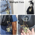 PATPAT® One Piece Keychain with Snap Buckles Alloy Jolly Roger Key Chains for Bikes Antique Steampunk Monkey D. Luffy's Jolly Roger Pendent Keychain One Piece Merchandise Gift for Men