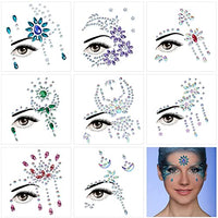 MAYCREATE® 8 Sets Face Gems Rhinestones Mermaid Face Jewels Festival Crystal Tears Face Decoration Sticker Glitter Eye Bindi Temporary Stickers for Makeup, Party, Artist Body Art