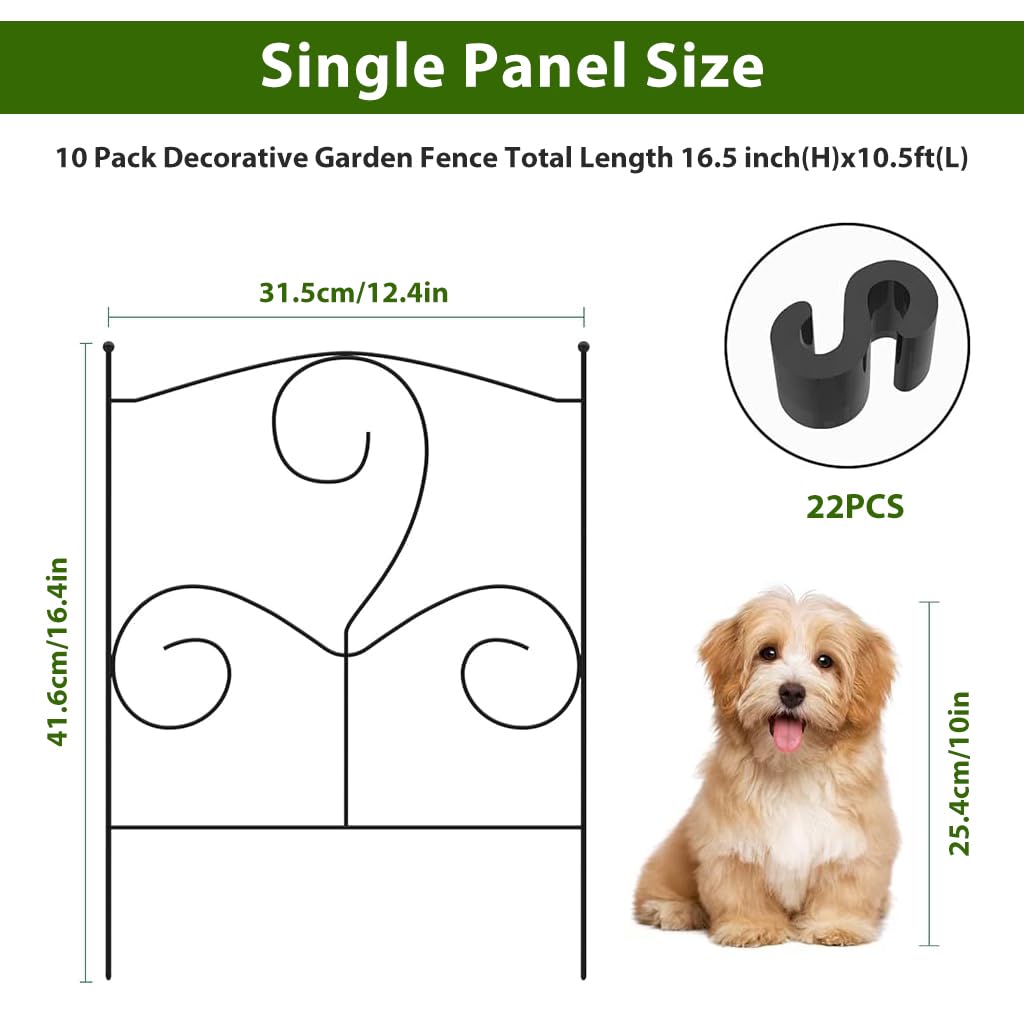 HASTHIP Metal Garden Fence for Outdoor Decoration with Connectable Design | Pack of 10 Pieces