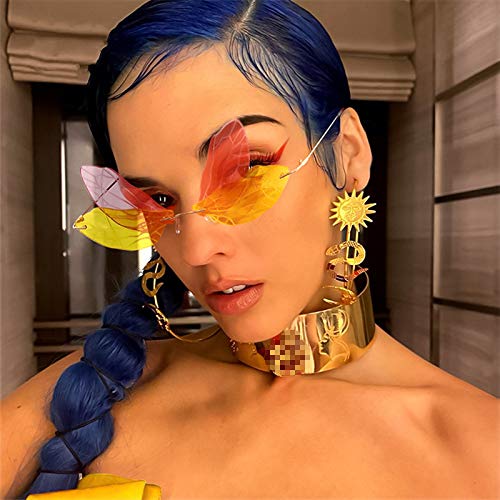 PALAY Frameless Dragonfly Wing Sunglasses with Transparent Ocean Lens for Women and Men | Pink Yellow and Blue Purple