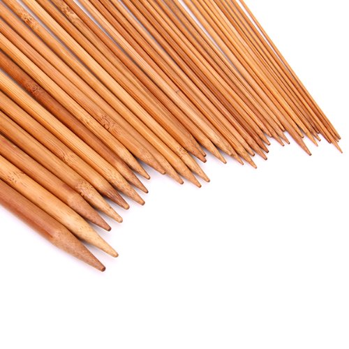 ELEPHANTBOAT 18pcs Wood Knitting Needle Set--Small to Large 2-10mm, Sturdy Round Blunt Yarn Knitting Needles Tool Kit