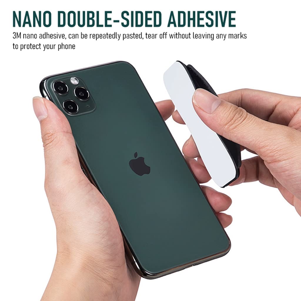 Phone Holder for Hand with Elastic Leather Grip and Self Adhesive Stand | Fits iPhone 11 12 13 14 Pro Max