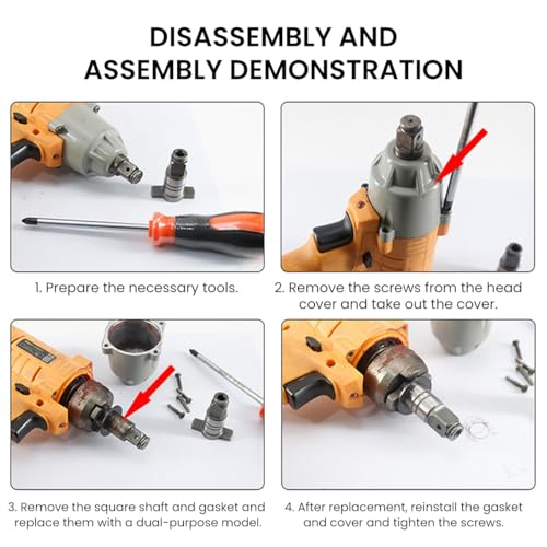 Serplex® Magnetic Converter Attachment 1/2Inch Square Drive to 1/4Inch Hex Female Socket Adapter Assembly Drill Housing for Power Wrench Universal Fit Tool Bit Sleeve 3PCS