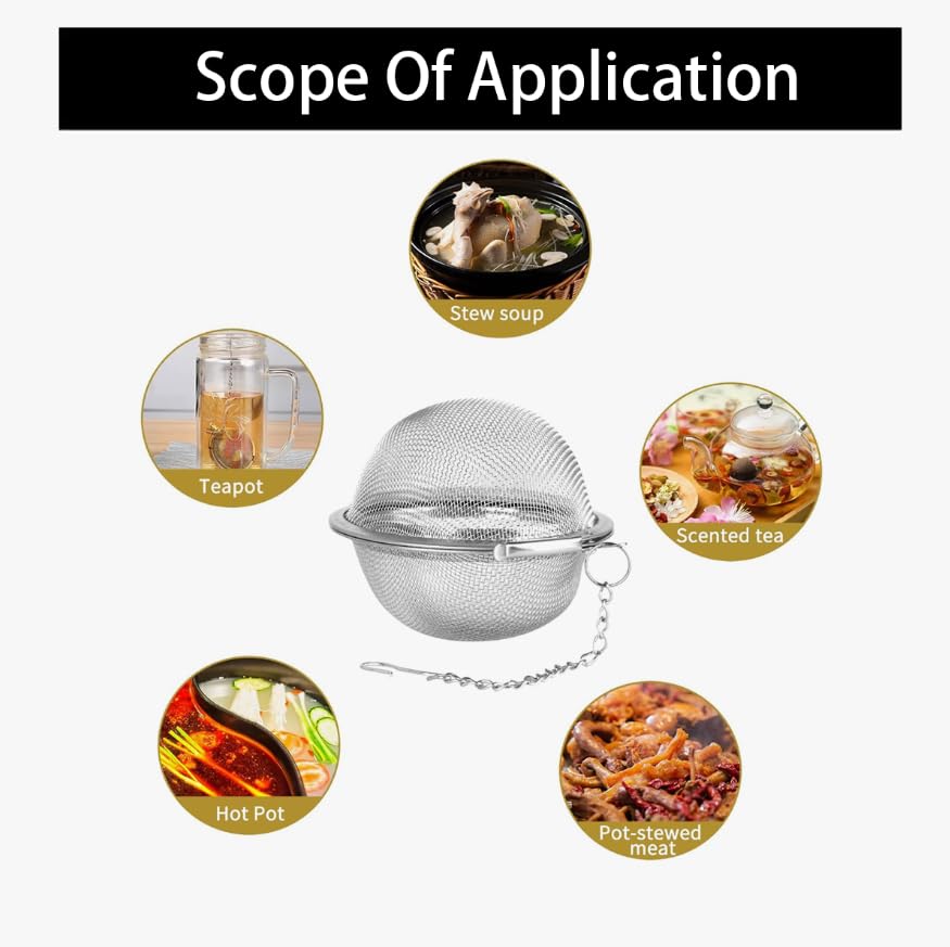 ZIBUYU Tea Strainer Infuser 2pcs for Loose Leaf Tea with Fine Mesh Filter & Reusable Stainless Steel Design