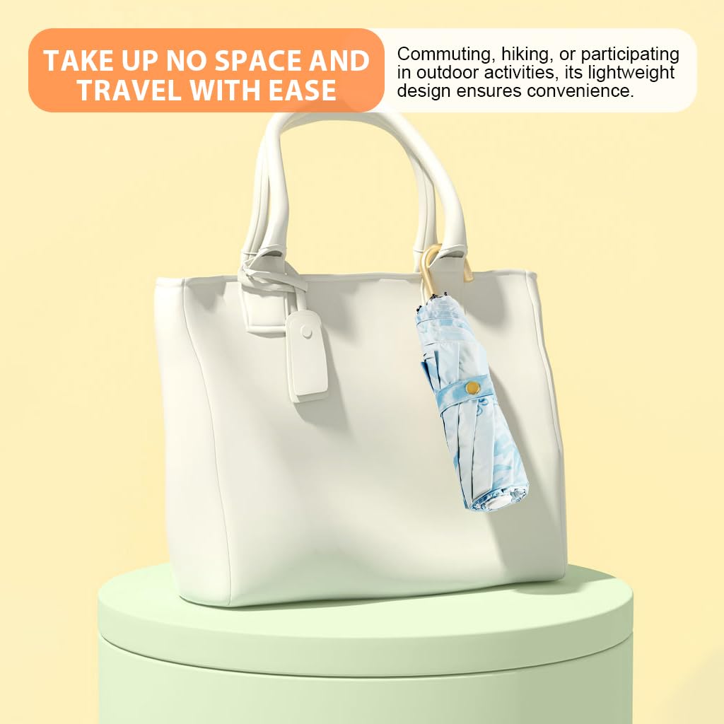 Zibuyu Umbrella for Sun Protection with 8 Fiber Ribs and Golden Curved Handle | 100cm Canopy