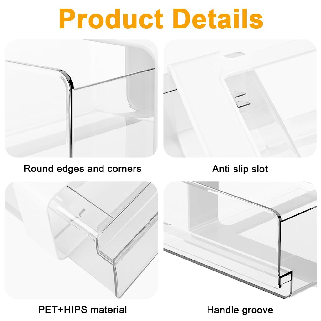 OFIFO Under Desk Drawer Organizer for Office Storage with Smooth Sliding Pull Out 7.8x12.2x3.3 in | Transparent PET Design