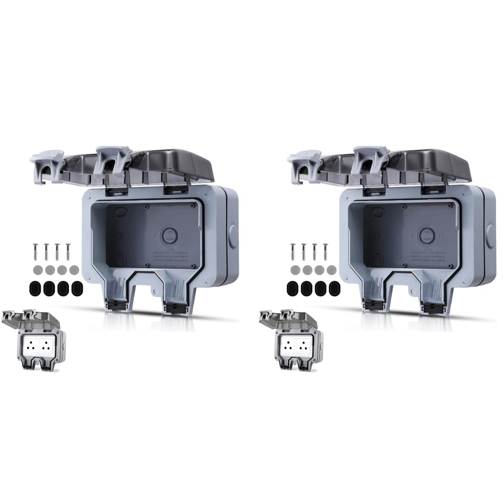 Serplex Double Socket Switch Cover for Outdoor Use featuring Flip Up Lid and ABS Build 86x146mm