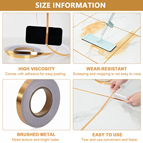 ELEPHANTBOAT® Golden Waterproof PVC Self Adhesive Ceramic Tile Gap Tape for Home Floor, Detailing Wall, Cabinetry in Size 2Cm Wide*50M Length