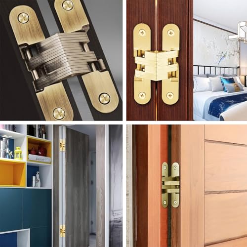 Serplex® 8PCS Zinc Alloy Door Hinges Furniture Cabinet Invisible Embedded Hinges for Wooden Closet Golden