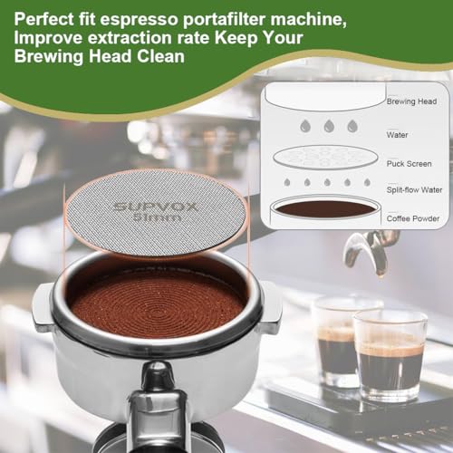 Supvox® 51mm Coffee Tamper Coffee Accessories Kit: Coffee Tamper Set, Coffee Tamper Coffee Tools Barista Tools Coffee Kit Fits Espresso Coffee Machines of 51mm Portafilters