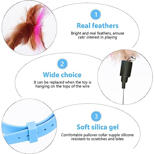 Qpets® Cat Teasing Toy Feather Teasing Wand Toy Wearable Collar Cat Teasing Toy with Bell and Feather Cat Self-Entertainment Toy Boredom-Buster Toy