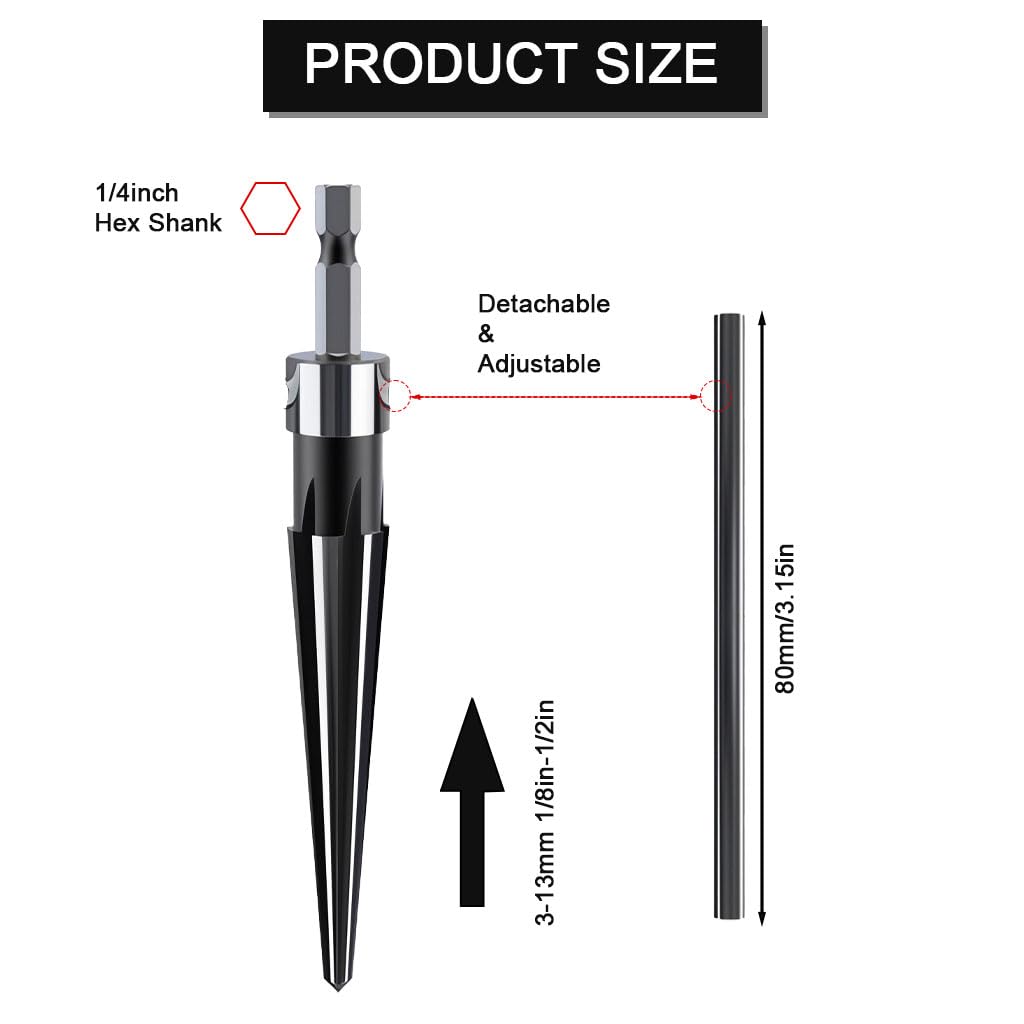 Serplex Hand Reamer Set for Wood Metal and Plastic with Detachable T Handle | 2Pcs 3–13mm Carbide Alloy