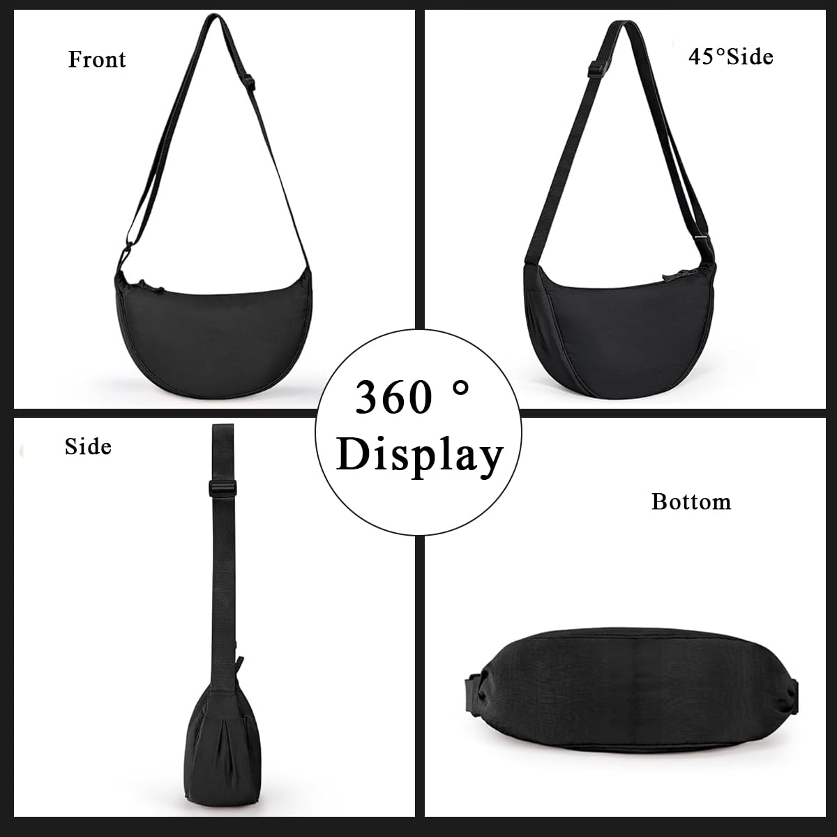 PALAY Crossbody Bag for Everyday Use with Adjustable Strap and Waterproof Nylon Style | Black