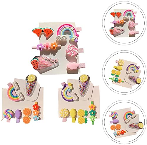 MAYCREATE Kawaii Hair Clips for Baby Girls featuring 18pcs Rainbow Fruit Designs | Silicone Hair Pins