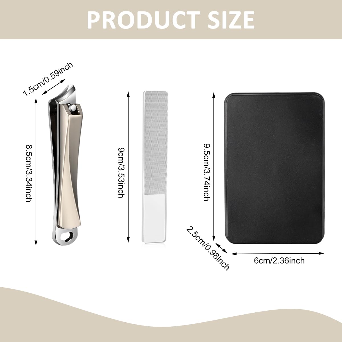 MAYCREATE Nail Clipper Set with Slanted Edge and Nail Filer in Compact Travel Case | Gift for Men and Women