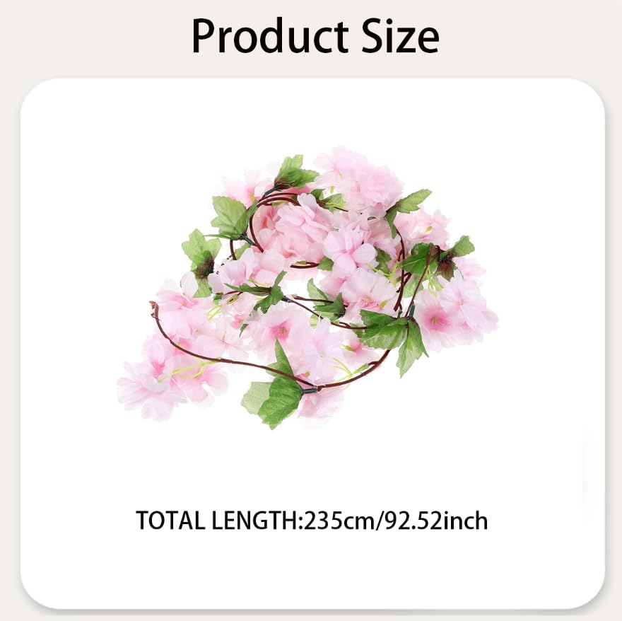 ZIBUYU Artificial Cherry Blossom Vines for Wedding and Home Decor with 2pcs Pink Garland