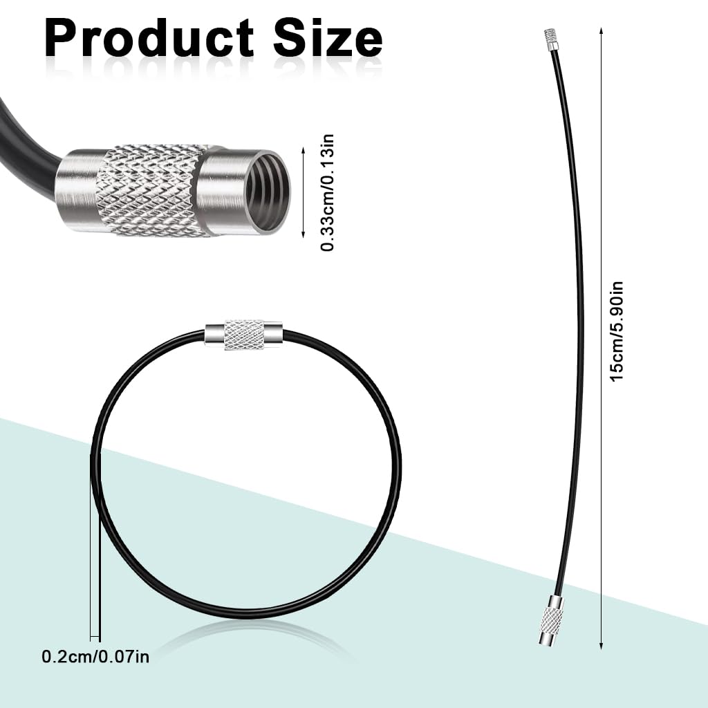 STHIRA Wire Key Loops for Baggage Tags and Keys featuring Twist Lock | 20pcs 15 inch Stainless Steel PVC Coated
