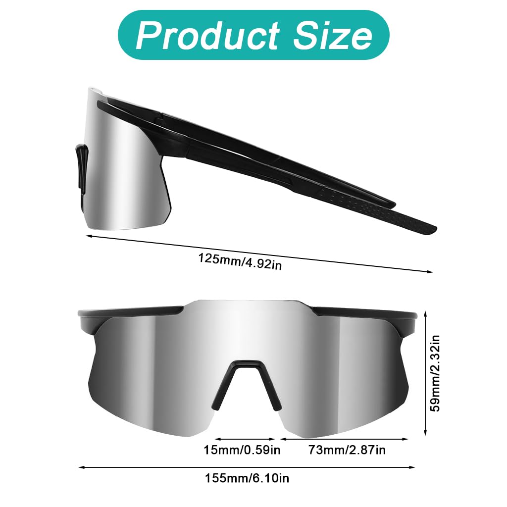 PROBEROS UV400 Sunglasses for Day and Night Riding with Anti Glare Silver Lens | Lightweight Frameless Design