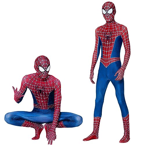 FANCYKU® Spiderman Dress Bodysuit With Mask For Kids/Adult, Peter Parker Spider Man Costume Suit, Spandex Spider-Man Toys Suit For Boys Teens Halloween,Cosplay,Party (Suit For Height 160Cm),Multicolor