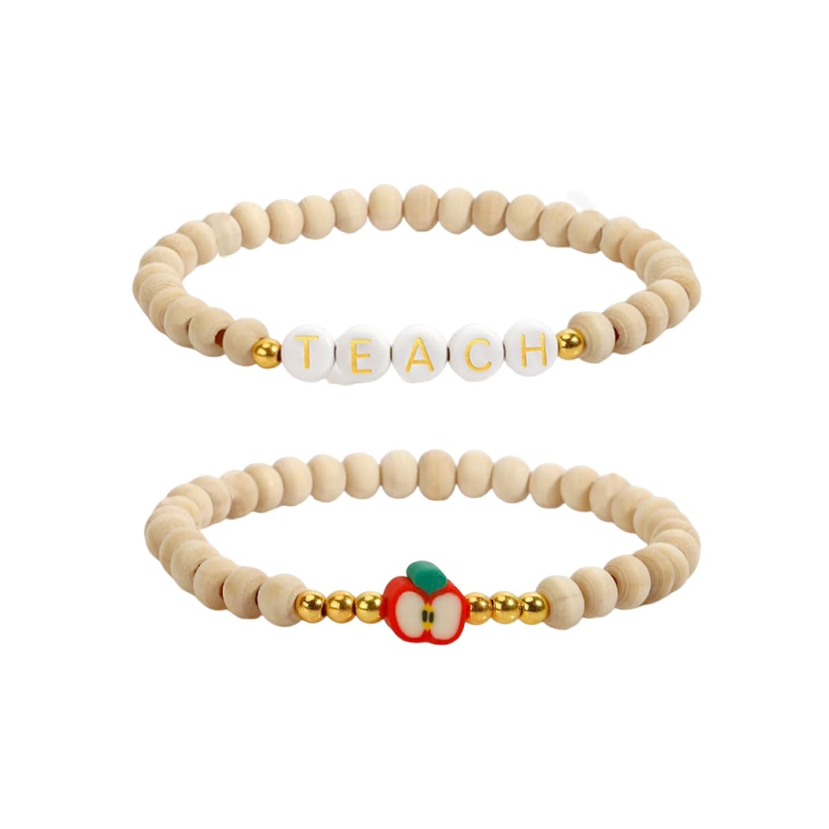 SANNIDHI Gift Bracelets for Teacher featuring 2pcs Clay Bead Design with Apple Charm | Thank You Set