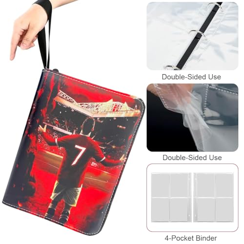 PATPAT® 400 Pockets Soccer Card Binder Autographed Cards Storage Bag Waterproof PU Cover Zipper Organizer Holder Multi Purpose for Game Trade Collectible 2 PCS