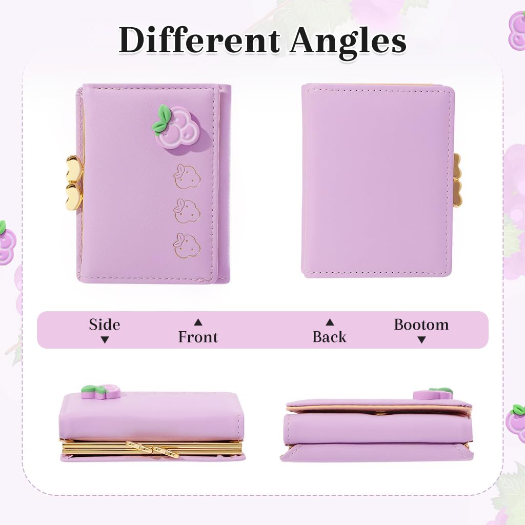 Zibuyu Card Holder Wallet for Women featuring Heart Photo Window 11x8cm | Purple PU Purse