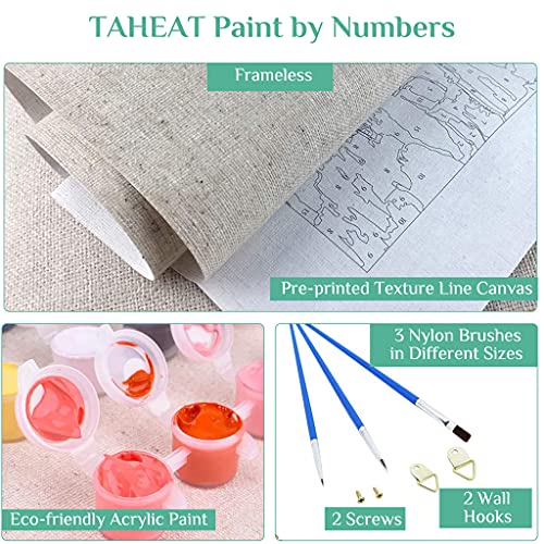 HASTHIP® DIY Oil Painting Acrylic Figures Paint by Number Adult with 3X Magnifier Card Printed Multicolor 3 PCS