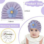 SNOWIE SOFT® 3Pcs Baby Hats for Girls Winter Cap for Kids Winter Hat Set Woolen Cap for Baby, Knitted Flower Cap Warm Beanie Toddler Stretchy Hat for 0 to 2 Years Baby Shower Gifts, Christmas Gift