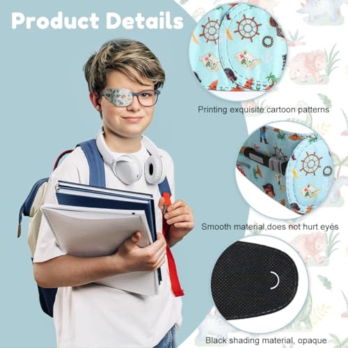 HANNEA® 30PCS Single Lens Cover for Kids Lens Patches for Vision Correction Cartoon Lazy Eye Eyeglasses Slide-in Removable