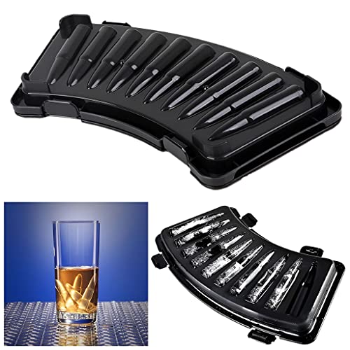 HASTHIP® 2-Pack Ice Cube Tray, Food Grade Silicone TPR Ice Mould Fun Pistol (6 Grids) and Plastic Bullet (10 Grids) Ice Mould for Whiskey Cocktails Ice Cubes, Chocolates, Jello Shots