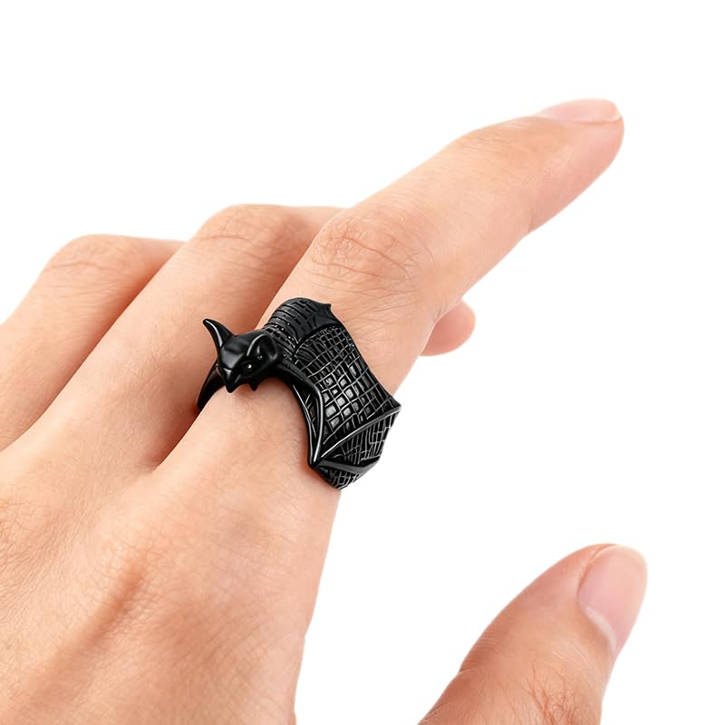 Zibuyu Vintage Gothic Bat Ring for Everyday Wear and Special Occasions | Black Jewelry for Women and Men