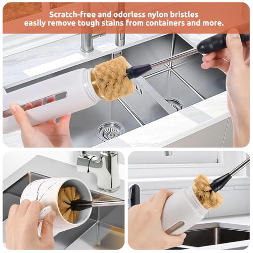 HASTHIP® 9PCS Bottle Brush Set with Straw Cleaner for Water Baby Bottles Ergonomic Handles Gentle Bristles Long Short Handle Cleaning Deep Feeding