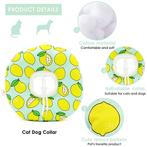 Qpets® Cat Cone Collar Comfy Soft Stuffed PP Cotton Adjustable Size Machine Washable After Surgery for Anti-Licking Dog E Collar Surgery Recovery for Pet M 16-29cm X 2