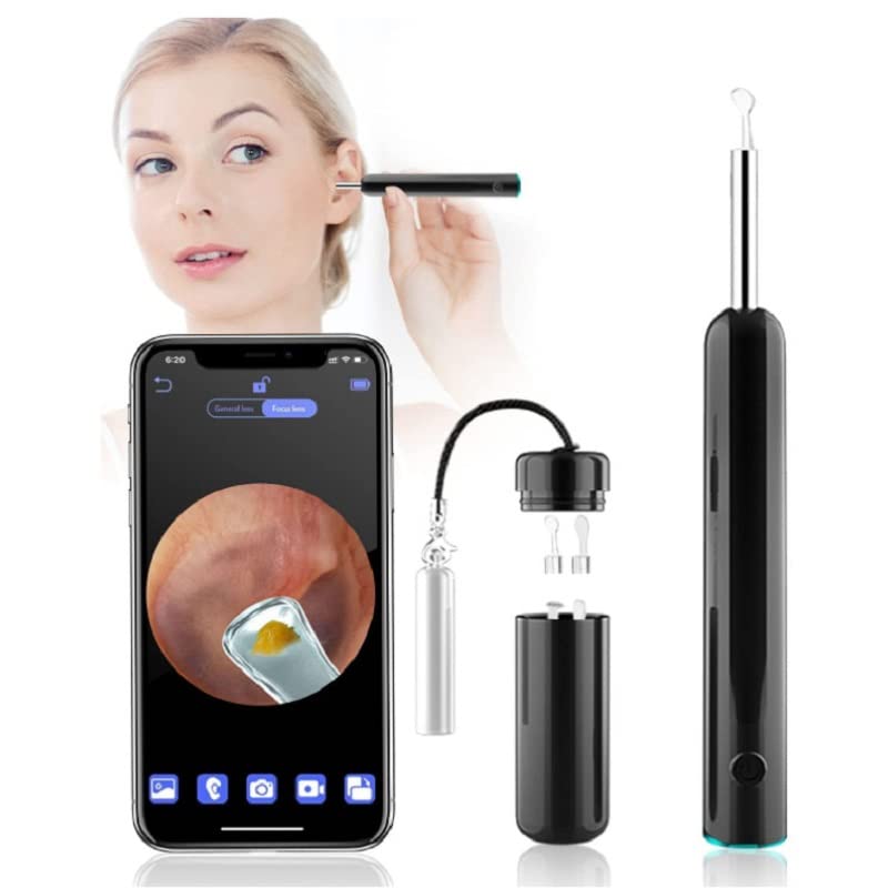 Verilux® Ear Wax Remover Tool Kit Camera 9 Pcs Ear Cleaner Tool Wireless HD 1080P 3.9mm Ear Wax Cleaner Machine with 6 Led Light 330 mAh (Black)