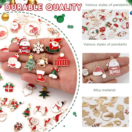 SANNIDHI 50Pcs Christmas Charms Enamel Alloy Charms for DIY Ornaments DIY Christmas Bracelet Making Gift DIY Friendship Bracelet Gift  Jewelry Making DIY Charm Supplies Christmas Bracelet Gift