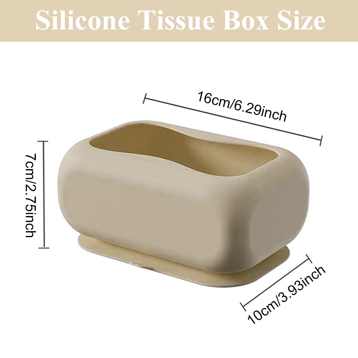 HASTHIP Silicone Suction Cup Tissue Box for Bathroom and Office featuring 160×105×65mm Secure Base | Space-Saving Under Desk Storage